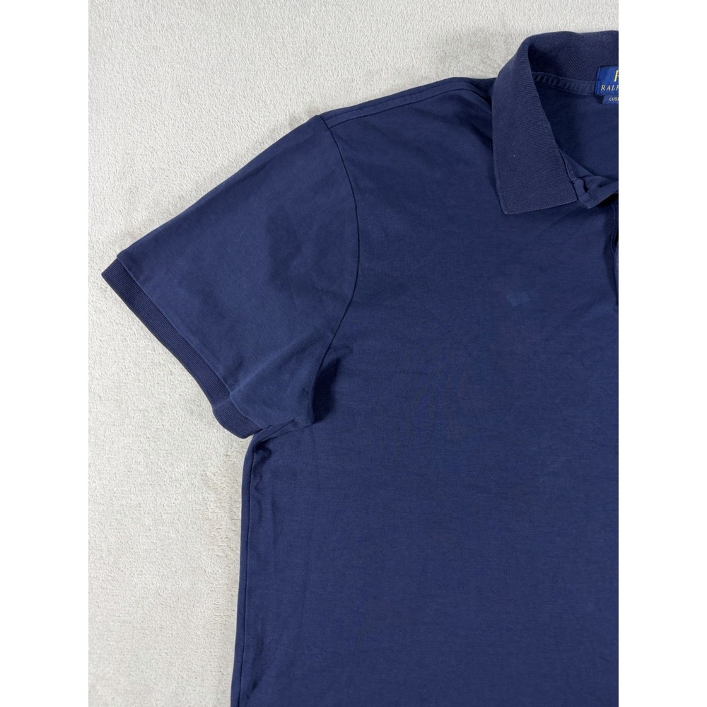 Polo Ralph Lauren Custom Slim Fit Polo Shirt Mens XL Blue Cotton Mesh Brown Pony - Picture 4 of 16